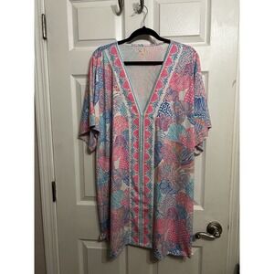Lilly Pulitzer XL Malachi V-Neck Cover-Up Dress Roar of the Seas Vacation Beach